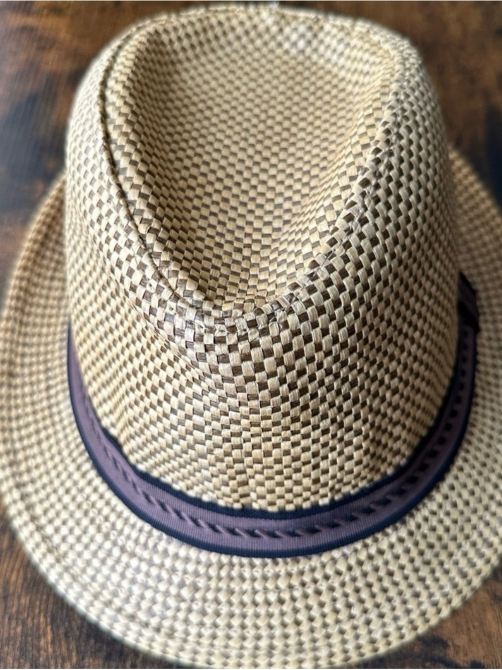 Stanley Tan Woven Fedora with Brown Band